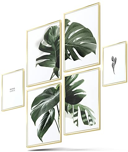 BLCKART Infinity Poster-Set Monstera - beidseitig bedruckte Wandbilder - Premium Poster - Bilder zur Wanddekoration - Größe L 4x A3 und 2x A4