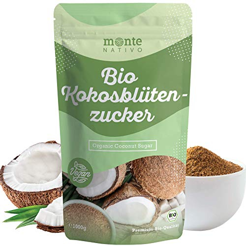 Zucchero di Fiori di Cocco Biologico Monte Nativo 1kg (1000g) - non raffinato - alternativa nutriente allo zucchero - Da coltivazioni biologiche controllate - Vegano - Senza additivi