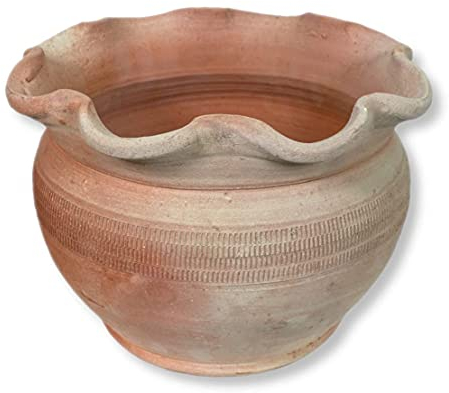 DARO DEKO Pflanz-Kübel aus Ton mit Wellenrand Ø35cm