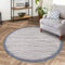 carpet city Teppich Wohnzimmer Blau - 200x200 cm Rund - Scandi-Stil Gestreift Meliert - Kurzflor Teppiche Modern - Tricolor Soft&Weich - Flachflor Schlafzimmer