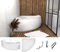 ECOLAM symmetrische Badewanne Acryl Eckbadewanne Ewa 134x134 cm + Acryl Schürze Verkleidung + Ablaufgarnitur Ab- und Überlauf Automatik Füße Silikon Komplett-Set