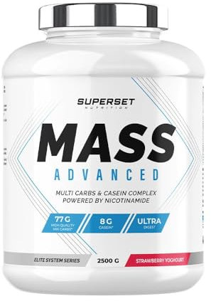 Superset Nutrition - Mass Advanced (2,5kg) - Gainer - Favorise le gain de masse musculaire et la récupération, apport important en calories + Vitamines - Énergie et digestion améliorées - Fraise