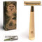 ANYMALE® Rasierhobel Gold Edition aus Ahornholz - Inklusive 5 Astra Klingen - Zero Waste Rasierer für Damen