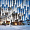 AUINSKY Meteorschauer Regen Lichter, 50cm 10 Spirale Tubes 480 LEDs Wasserdichte Eiszapfen Lichter Regentropfen Lichterketten für Weihnachten, Party, Garten, Außen, Innen Dekoration (Kaltweiß)