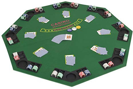 Yongdu 8-Spieler Poker Tischauflage Faltbar 4-Fach, Poker Table, Spieltisch, Blackjack, Poker Tisch, Roulette Tisch, Deko Casino Poker, Achteckig Grün