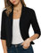 GRACE KARIN Women's Open Shrug Bolero 3/4 Sleeve Lightweight Formal Blazer Suit Jacket Black M