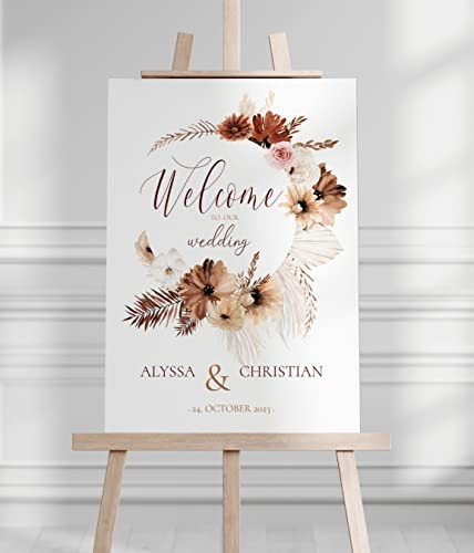 Manschin Laserdesign Willkommensschild Aluverbund personalisiert - Made in Germany - Welcome Willkommen Schild für Hochzeit (45x30cm)