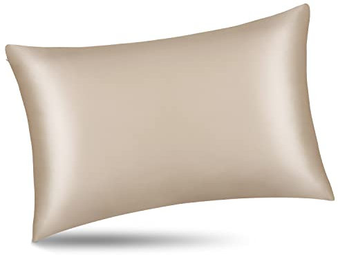 ALASKA BEAR 100% 19 Momme Mulberry Silk Pillowcase, 50x75 cm, Both Sides Silk, 600 Thread Count, Hypoallergenic Pillow Cover for Skin Health with Hidden Zipper (1, Champagne Gold)