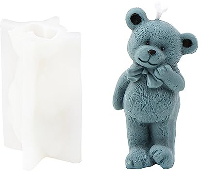 JS MOLD Kerzenform Silikon 3D Bär Silikonform Kerzen Gießen Formen,Tier Silikonform Kerzenformen,Bär kerzenformen zum gießen für die Kerzenherstellung,Dekoration Handwerk (denkender Bär)