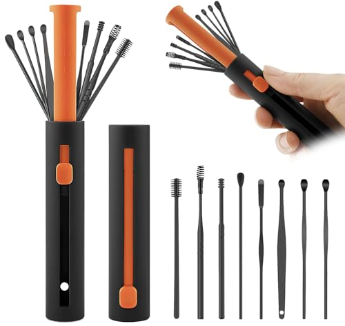 8 Stück Ohrenreiniger Edelstahl Ohrenschmalz Entferner mit Aufbewahrungsbox,Ohrenreinigung Ohrenschmalz Entfernungs Set für Kindern und Erwachsenen Earpick