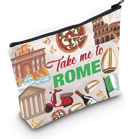 WZMPA Reise-Kosmetiktasche mit Reißverschluss, Motiv: Rom / Italien, Reisegeschenk, Take Me To Rom, Take Rom, Passform: