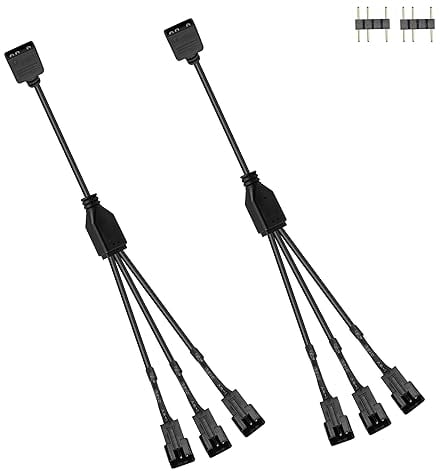 GINTOOYUN 2-in-1 ARGB Splitter Cable - 11.8 Inch, 5V 3-Pin Addressable RGB Splitter for PC LED Strip, ARGB Fans & Chassis (Style 1)