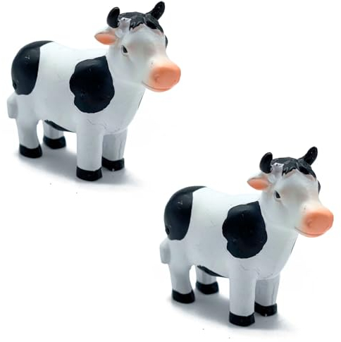 Acan Tradineur - Pack de 2 Figuras de Vaca Naif para belén - Fabricado en marmolina - Figuritas Decorativas Divertidas para Nacimiento, Navidad, decoración Tradicional