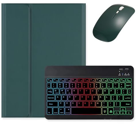 kaidisen Backlit keyboard Case for iPad Air 11 inch M3/M2 (2025/2024)/ Air 5th/4th Generation 10.9 inch Case with Mouse and Detachable Backlight Keyboard,Dark Green+Black