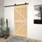 Gecheer Set Porta,Scorrevole,Stile Industriale,con Kit Binario,con Ferramenta,con Se Hardware,in Legno di Pino,Marrone,80x210 cm,Porta del Granaio Sorrevole con Kit Binario
