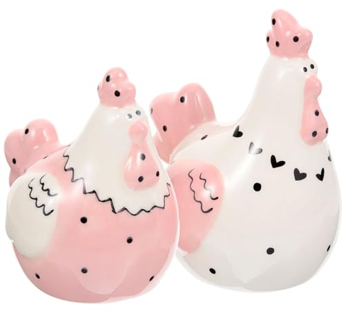 Garneck Juego De Salero Y Pimentero De Pollo De Cerámica De 2 Piezas Juego De Botes De Pollo De Pascua Botella De Condimento En Forma De Gallina Recipiente Para Sal Decoración De Mesa De