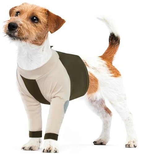 LeLePet Dog Recovery Suit for Front Legs, Dog Surgery Recovery Suit Female Male, Pet Leg Wound Protector After Surgery, Elbow Protector, Front Leg Sleeve to Prevent Licking, Army Green S