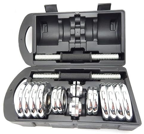 Fidusport 20 kg Hantel Set Silber Kofferset Hanteln Dumbbell Set Metall Chrom