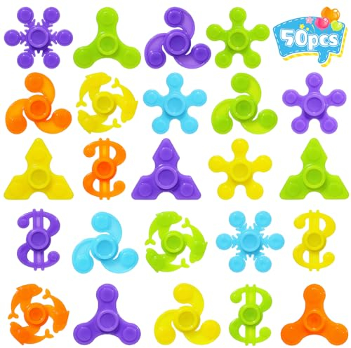 SCIONE 50 Pcs Mini Fidget Spinners for Kids, Bulk Assortment for Christmas Party Bag Fillers, Classroom Prize Box, Goodie Bags, Carnival Games, Pass the Parcel Prizes(4cm/1.57inch)
