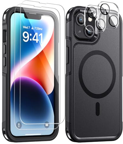 Lanhiem Magnetic for iPhone I7 Pro Max Case, Waterproof Dustproof Cases, Compatible with MagSafe, with Screen Protector, Full Body Heavy Duty Phone Cover (Gray, 6.9 inch)