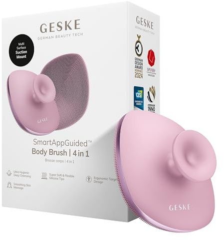 GESKE Body Brush | 4 in 1 | Reinigungsbürste | Design mit Metallring | Reinigungsbürste für den ganzen Körper | Professionelle Tiefenreinigung | Weiche Silikonnoppen, ergonomisches