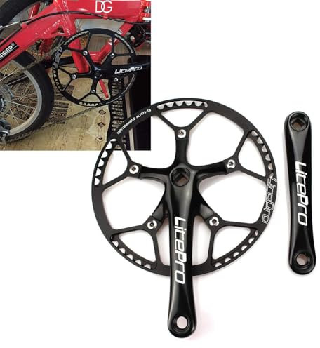 BESNIN Kurbelgarnitur 56T Single Speed Bike Kurbelgarnitur 130mm BCD Einzelkurbelarme für Fahrrad Länge der Kurbel 170 mm Vierkant Kurbelgarnitur Schwarz