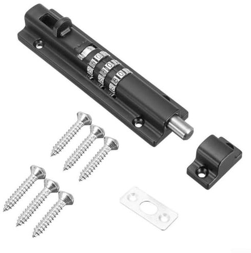 Verrou à mot de passe coulissant, serrure à chiffres horizontaux pour porte coulissante, serrure à code pour porte, garage, porte d'armoire (noir)