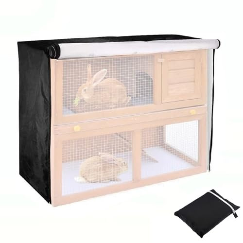 Kaninchenstall Abdeckung Wasserdicht Käfigabdeckung für Winter, Doppelschicht Kaninchenkäfig Staubschutz 210D Oxford Outdoor Haustierhaus Zubehör für Katzen, Hamster, Kätzchen,122x50x105cm (Schwarz)