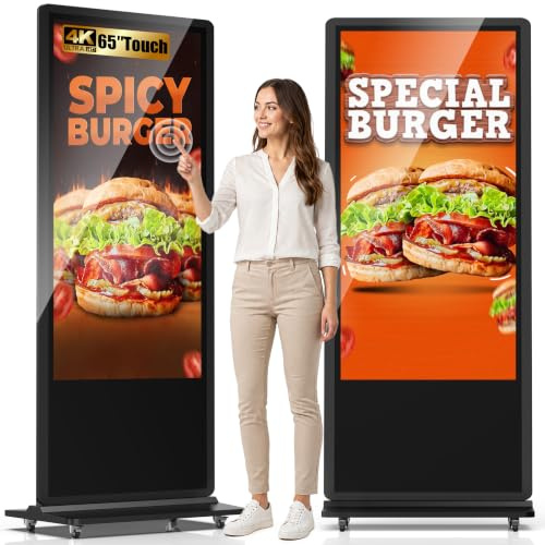 YIXZSWD Touchscreen Digital Kiosk, 65 Zoll Interaktive Digital Signage Display für Einzelhandel, Einkaufszentrum, Bürolobby, Veranstaltungen, Werbetafel mit eingebautem Media Player