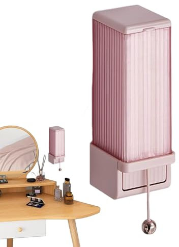 Dispenser per dischetti di cotone, porta dischetti per trucchi, Supporto da parete per supporto portaoggetti in cotone, Contenitore antipolvere estraibile, organizer in cotone per trucco per il bagno