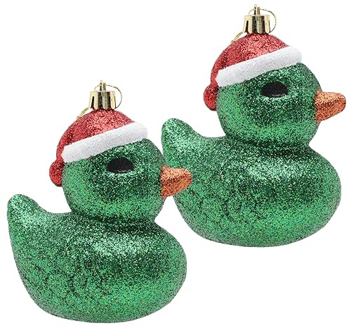 Christmas Concepts® Pack of 2-110mm (4.3) Emerald Green Glittery Festive Duck Baubles - Christmas Tree Decorations