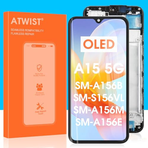 OLED per Samsung Galaxy A15 LCD Schermo - per Samsung A15 4G / 5G LCD Touchscreen per Galaxy A15 5G Schermo Digitizer Vetro Assemblaggio SM-A156B SM-A156P SM-A156U (Nero con Cornice)