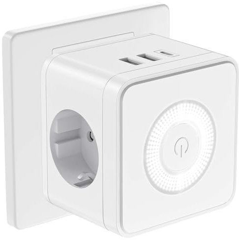 Verteilersteckdose, Doppelstecker für Steckdose, Weiß