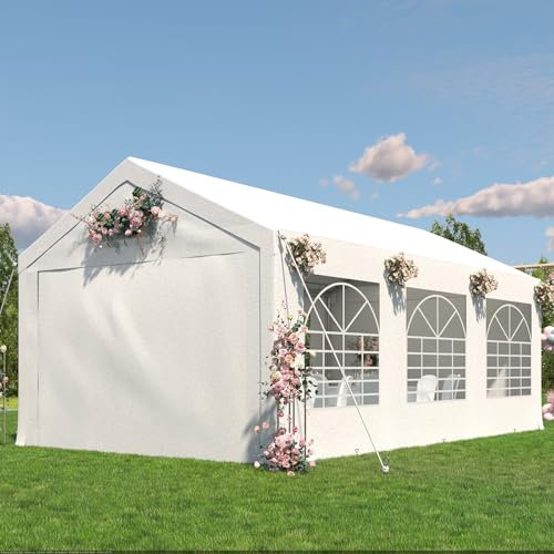 TRIUMPHKEY Tendone per Feste 3x6,Gazebo da Giardino UV 50+,Gazebo Esterno Resistente,Tendone da Esterno per Matrimoni, Feste, Raduni, Riunioni in Giardino,Bianco