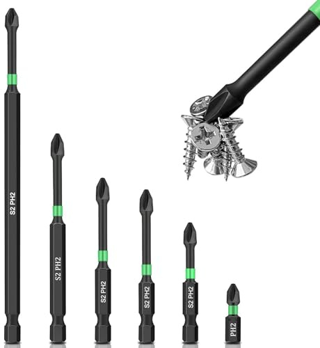 Kreuzschlitz-Bit, schlagfest, robust, PH2, magnetisch, rutschfest, Schraubendreher-Bit-Set, Einsatz aus S2-Stahl, 1/4-Sechskantschaft, Kreuzschlitz-Bohrschrauben-Bits, Großpackung, 1, 2, 2,6, 2,8, 3,5
