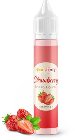 HONEYBERRY Arôme Alimentaire Naturel – Extraits Aromatiques Liquides Haute Concentration – Pour Pâtisserie, Desserts, Boissons & Cuisine – Sans Additifs Artificiels (30ml, Fraise)
