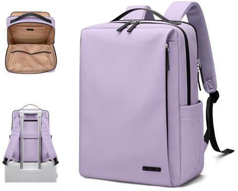 GOLF SUPAGS Zaino in Similpelle per Uomo Donna, Multifunzionale Resistente all'acqua Zaino da Viaggio, Zaino Porta PC Donna da 15.6 Pollici Notebook, per Lavoro Universita Viaggio (Viola)
