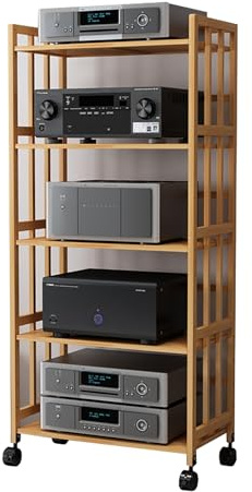 Robusto supporto HiFi – 2/3/4 livelli AV Media Mensola angolare Componenti audio Rack Armadio per lettore DVD, console di gioco TV Box WiFi router stereo con ruote