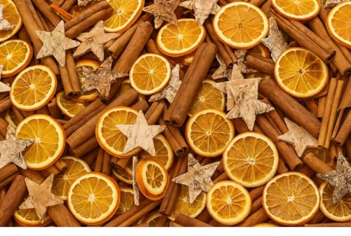 RiloStore 200 TLG. Bastelpaket Naturdeko Zimtstangen Orangenscheiben Birkensterne Weihnachtsdeko Basteln Weihnachten Naturmaterial Adventskranz Deko Zimt Sterne Orangenscheibe Holz Bastelholz