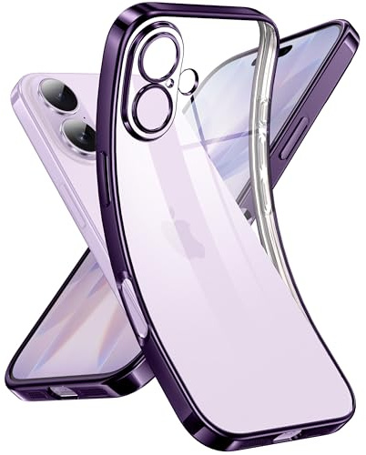 Supdeal Crystal Clear Hülle für iPhone 17, Niemals gelb mit Kameraschutz, Silikon Durchsichtig Handyhülle Weicher Passform, Ultra Dünn und Leicht Case Cover, 6,3, Dunkel Violett