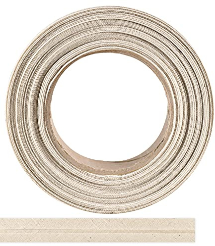 ME:NaMa Schrägband aus 100% Baumwolle - 5 m x 30 mm (gefalzt) - Hochwertiges Einfassband, Baumwollband, Schrägband - Ideal zum DIY-Nähen - In Belgien hergestellt, auf einer Rolle (Natur)
