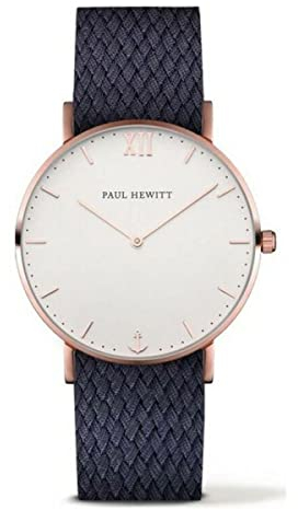 Paul Hewitt Unisex Erwachsene Analog Quarz Uhr mit Nylon Armband PH-SA-R-St-W-17S