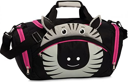 Fabrizio Kindertasche Sporttasche Reisetasche Zebra, Jungen Mädchen Kinder, schwarz, 39 x 25 x 20 cm, 12 Liter