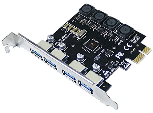 IDEAPRO 4-Port PCI-E to USB 3.0 PCI Express Expansion Card PCIe Card Super Speed Up to 5Gbps, No extra Power Connector for Desktops Windows XP/Vista/7/8/10 (4 Ports)