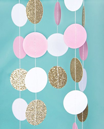 SUNBEAUTY 3 Meter Circle Garland Rund Girlande Geburtstag Deko (Gold Rosa Weiß)