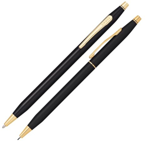 Cross Classic Century Kugelschreiber und Bleistift Set (Strichstäke M und 0,7 mm, nachfüllbar, inkl. Premium Geschenkbox) mattschwarz