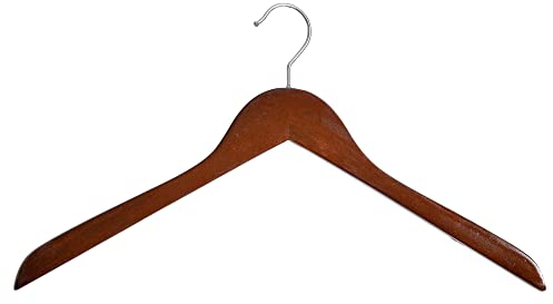 Dila GmbH Kleiderbügel ohne Steg 25 Stück, Holzbügel Bügel Textilbügel Garderobenbügel | Braun lackiert 44 cm drehbarer Haken Stabiler Bügel