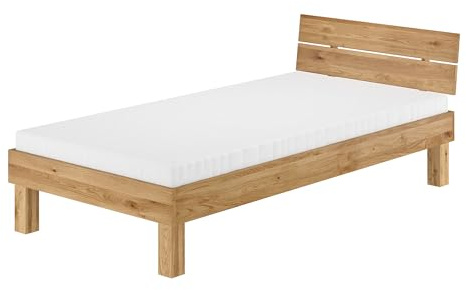 Holzbett Eiche massiv geölt Einzelbett 100x200 Bettgestell Zubehör wählbar V-60.88-10