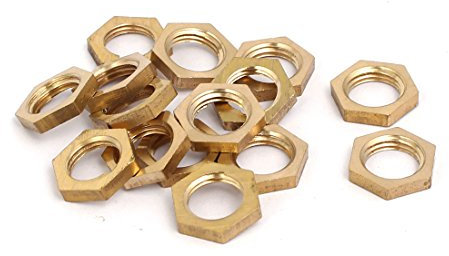 sourcing map 15 piezas 1/8BSP Hembra Rosca latón tuerca hexagonal de tubo de montaje Contratuerca