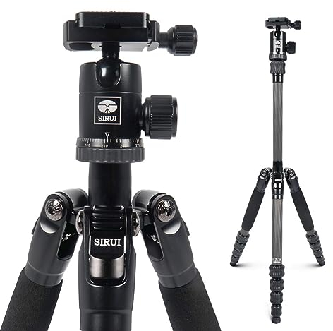SIRUI Treppiede Fotocamera da Viaggio Traveler 5C, 138cm Leggero Treppiede Carbonio con Testa a Sfera Panoramica a 360°, Compatto Cavalletto Fotografico per Videocamera, DSLR, Carico Massimo 4KG